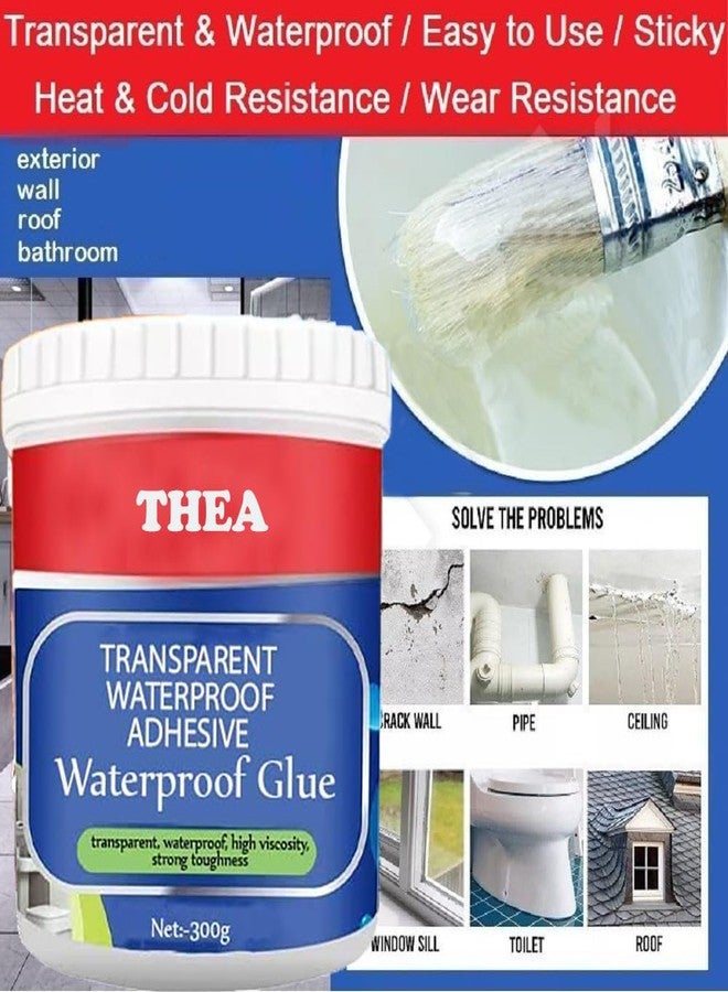 Thea Invisible Crack Seal Glue with Brush I Transparent Waterproof Glue for Roof Leakage I Crack Seal Agent Roof Water Leakage Solution Water Proof Glue Waterproofing for Pipe,Wall &Tiles(300gm+Brush) - Image 4
